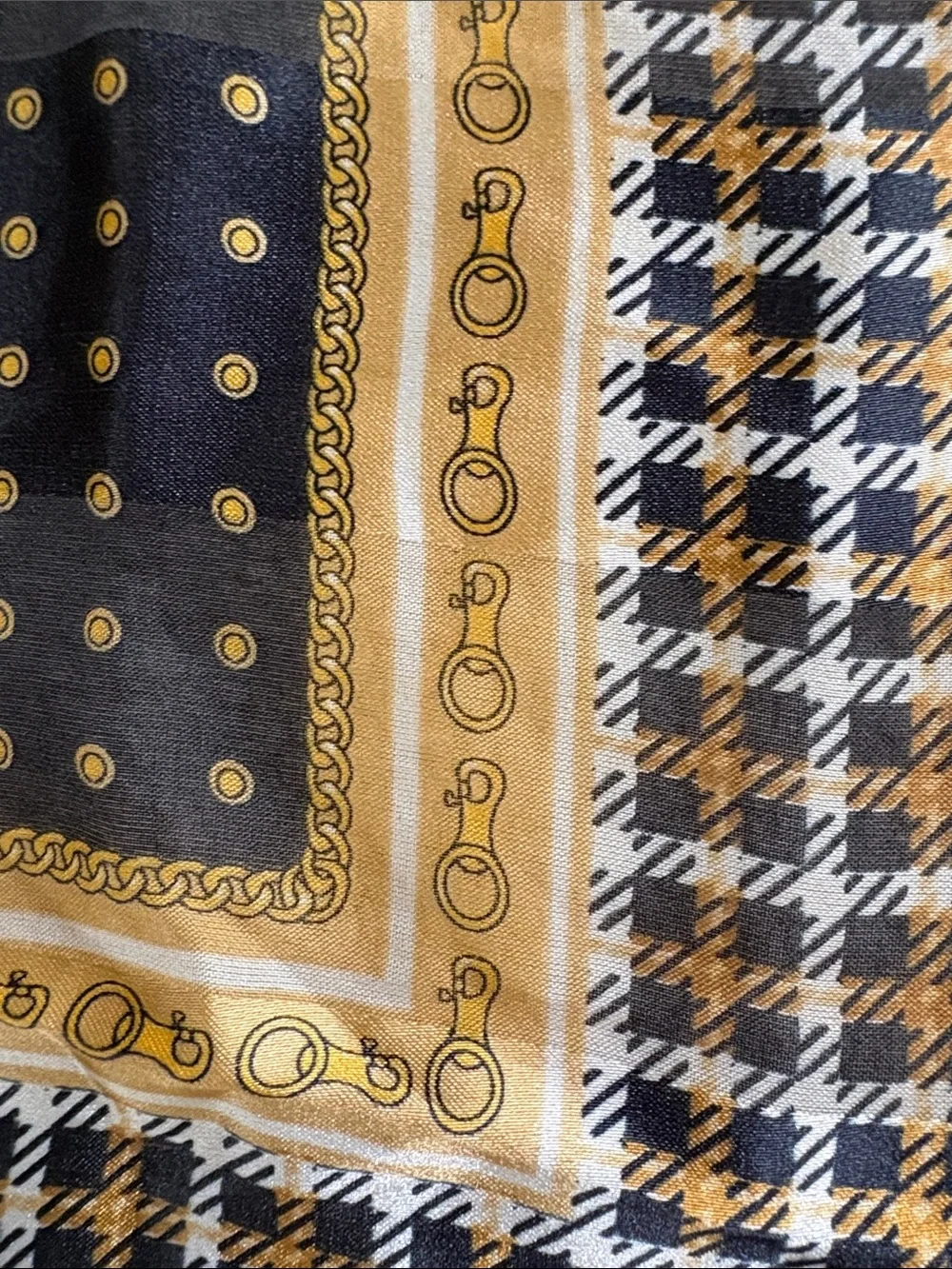 Vintage SYMPHONY SCARF Collectible Square Scarf gold  black